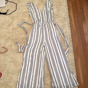 Lulus Lush striped wide leg romper S